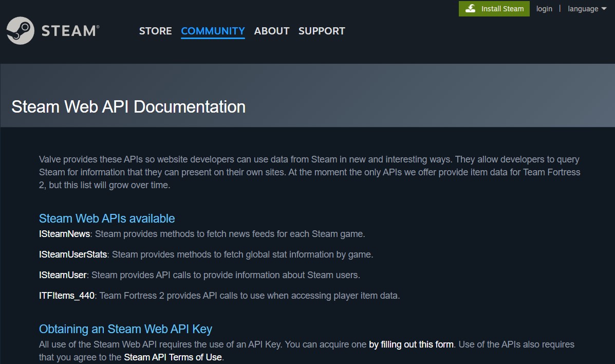 Steam Web API key